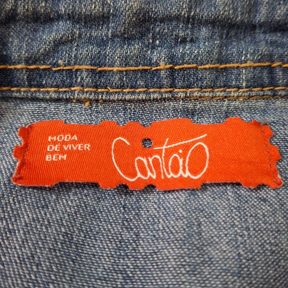 Cantail Jean Jacket Sz 6 Cropped Jean Jacket Stretchy Relaxed Fit In Waist - Picture 13 of 16